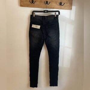 PURPLE BRAND Men’s 28 Button Fly Slim Mid-Rise Black Luxury Jeans P001